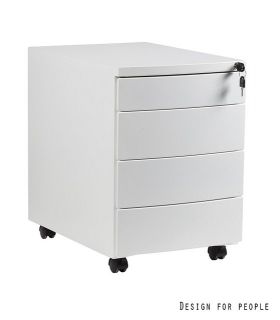 UNIQUE Kontener szafka biurowa (RP-04) - 4 szuflady, biały, srebrny, czarny
