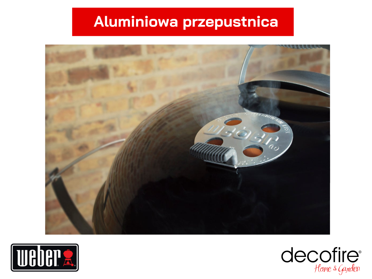 Odporne na rdzę przepustnice aluminiowe pozwalają na regulację temperatury wewnątrz grilla.