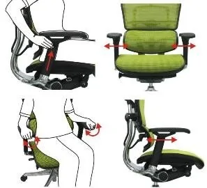 Regulacja podłokietników w fotelu ergonomicznym