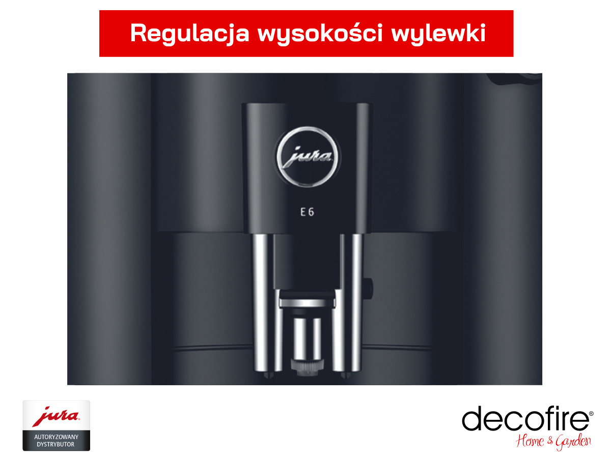 Ekspres do kawy Jura E6 Piano Black (EC) z regulowaną wylewką