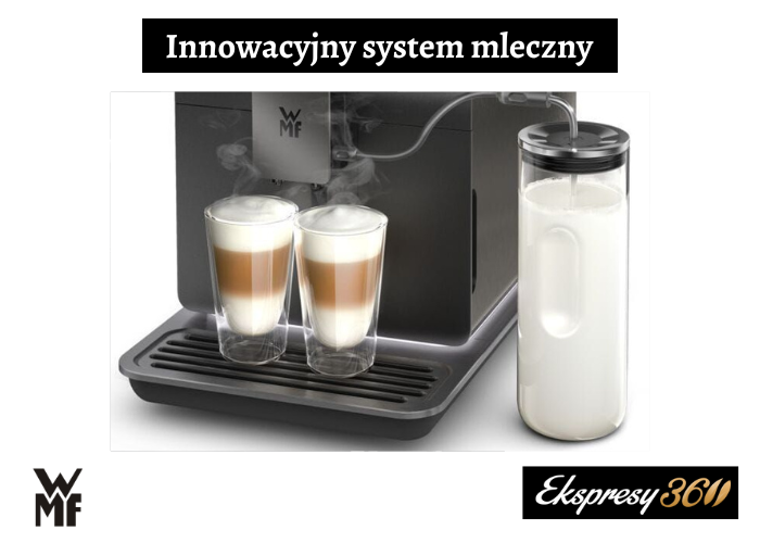 Automatyczny ekspres do kawy WMF Perfection przygotowyjący dwie kawy mleczne