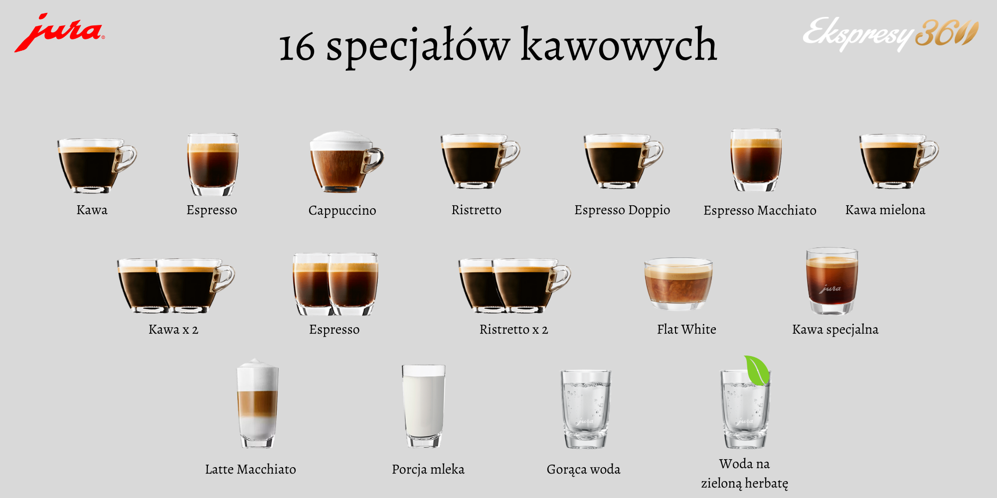 16 specjałów kawowych w ekspresie Jura WE8 