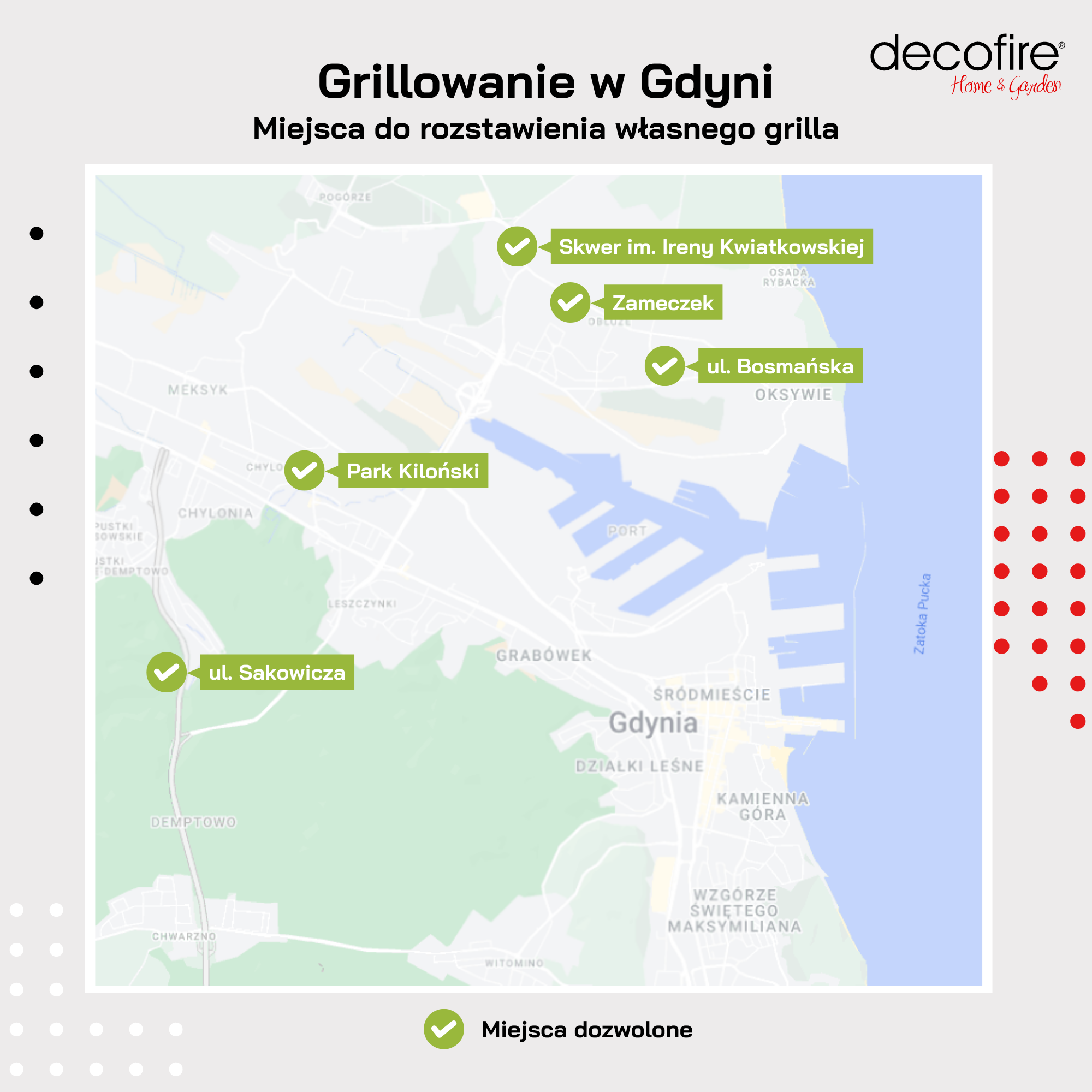 Gdzie można grillować w Gdyni na własnym grillu mapka 2023