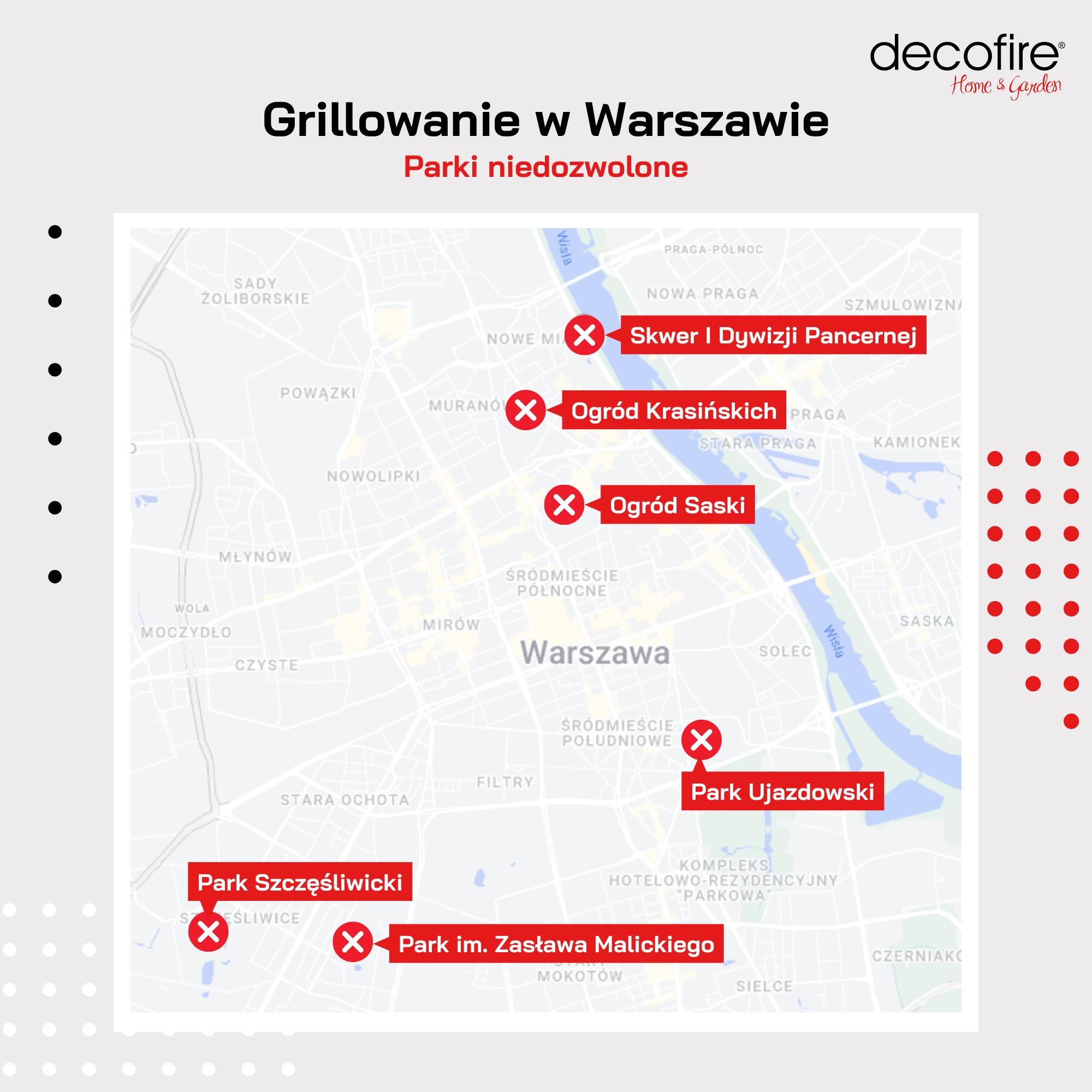 Grill w Warszawie zabronione parki mapka