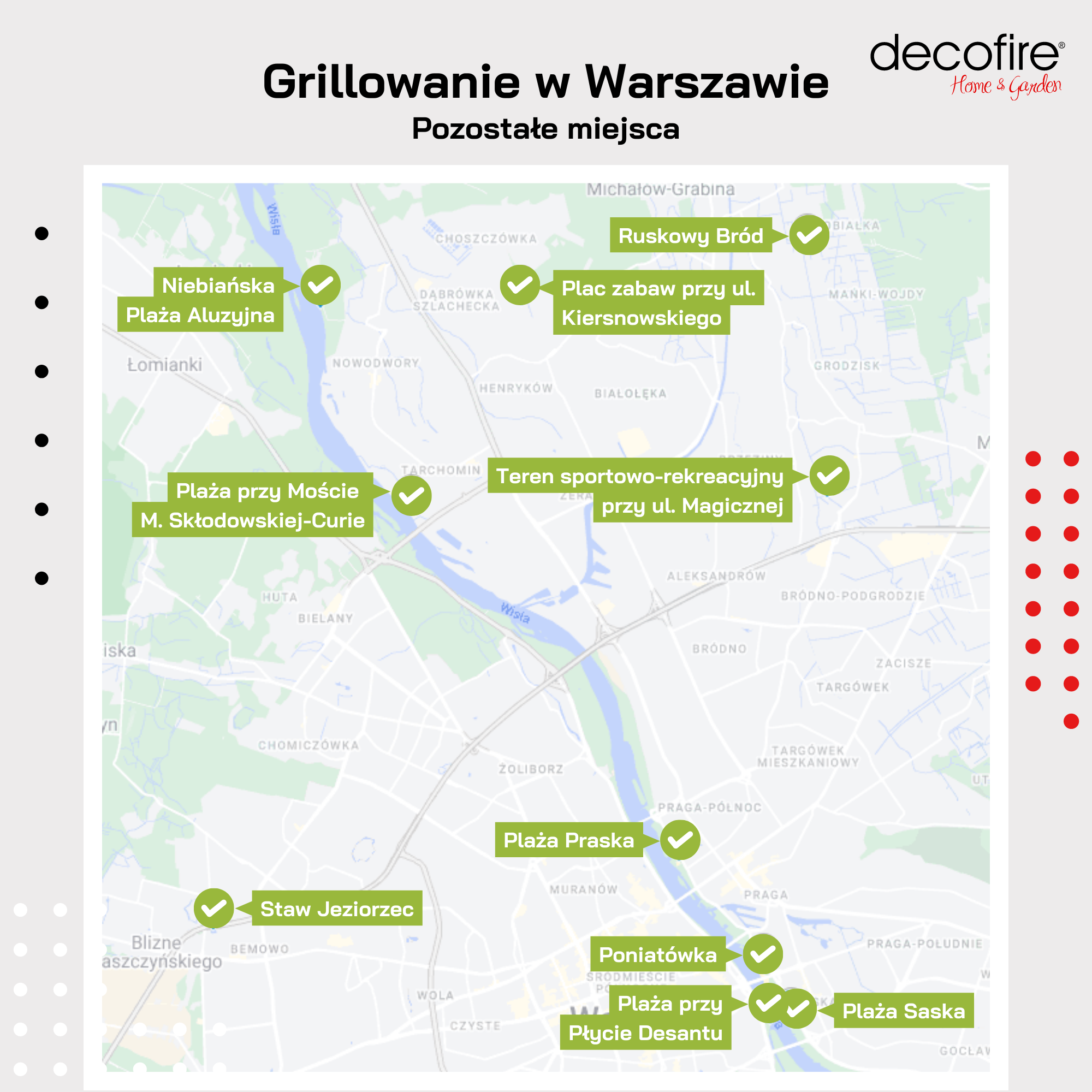Grill Warszawa pozostałe dozwolone miejsca mapka