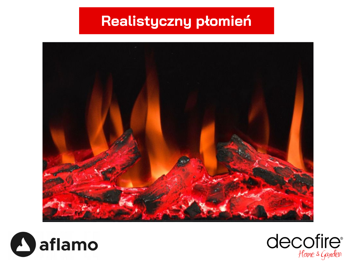 Realistyczny płomień w kominku elektrycznym Aflamo Fusion