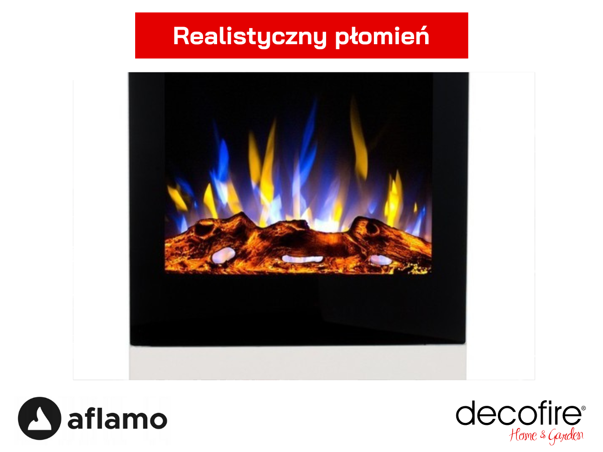 Realistyczny płomień w kominku elektrycznym Aflamo Slim