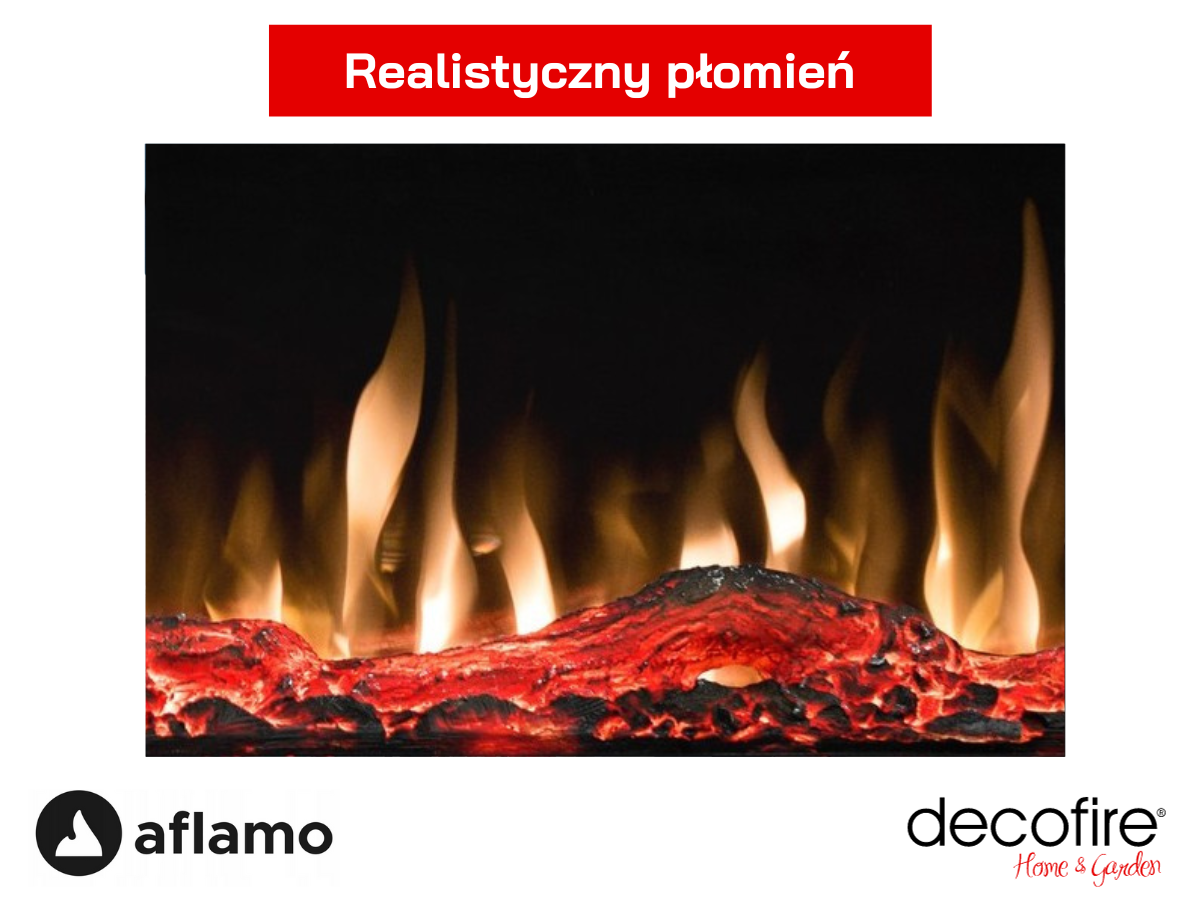 Realistyczny płomień w kominku elektrycznym Aflamo Unique