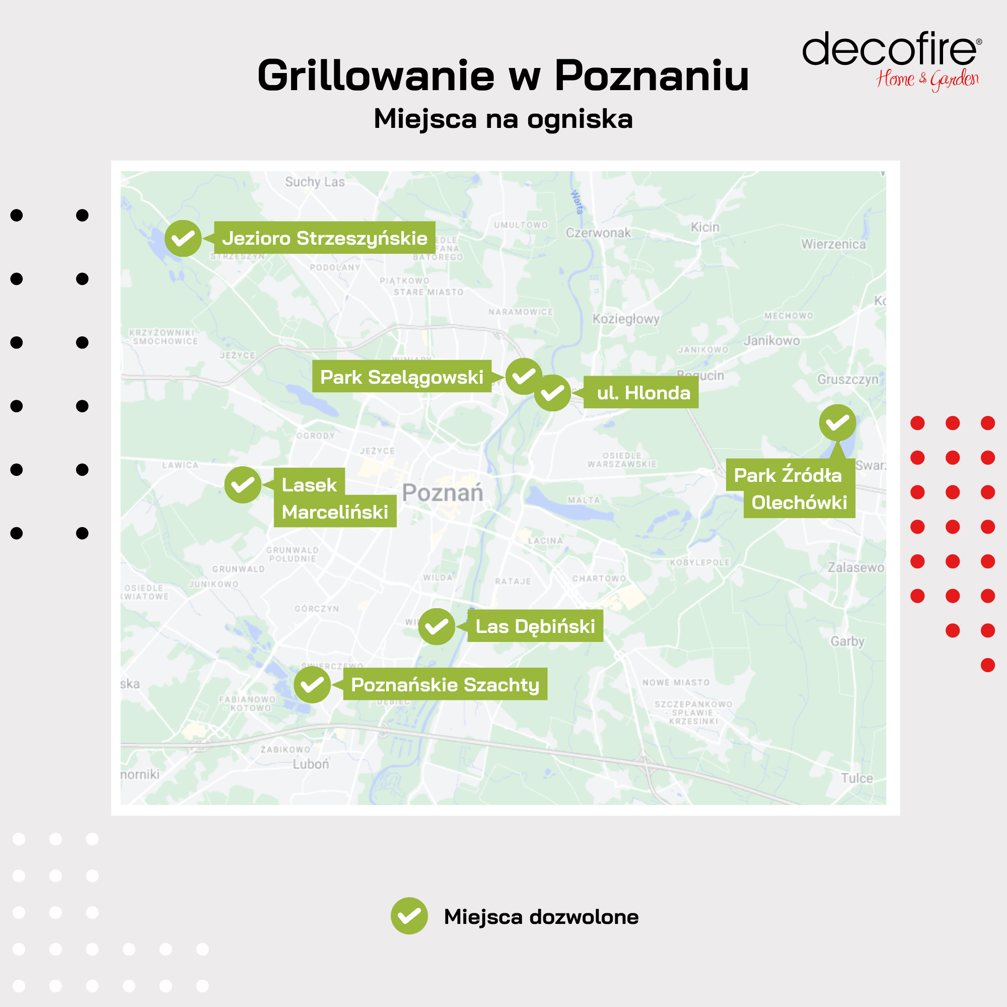 Miejsca na ogniska w Poznaniu mapka 2023
