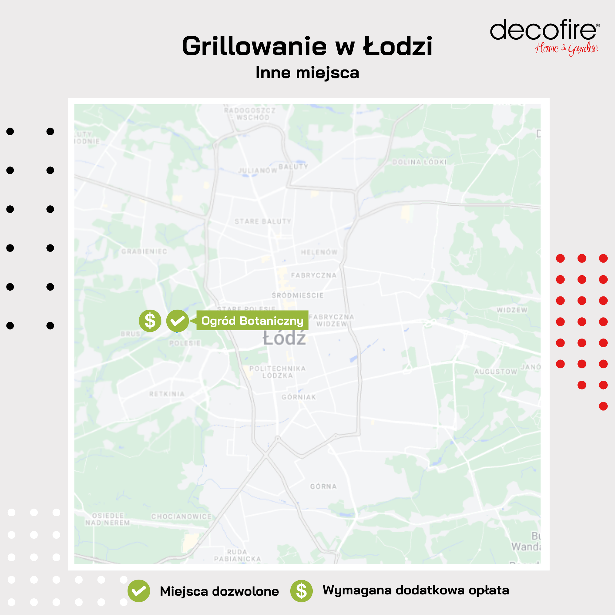 Miejsce na grill w Łodzi ogród botaniczny mapka