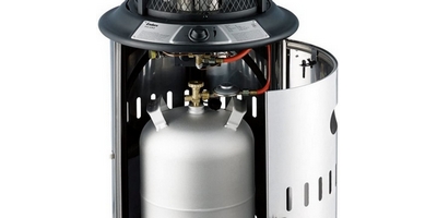 Butlę z gazem o wadze 11 kg można bezpiecznie przechowywać wewnątrz ogrzewacza.