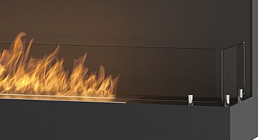 To model przeznaczony do montażu w narożnej wnęce ściany, który daje widok na kojące płomienie z dwóch stron – z przodu i z prawego boku.