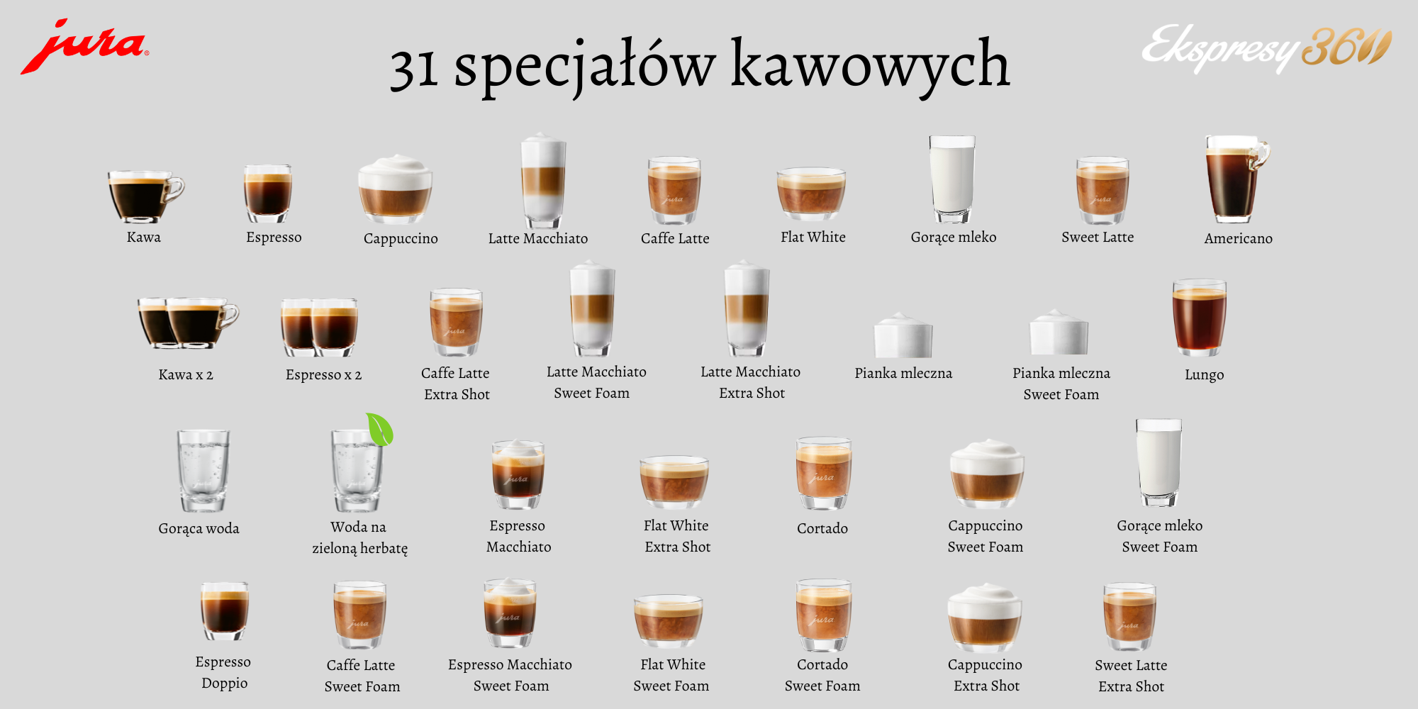31 specjałow kawowych ekspres Jura J8