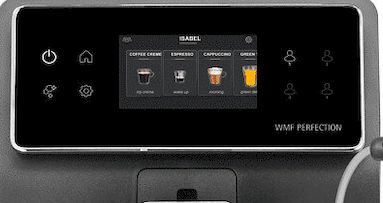 Model WMF Perfection 890L posiada szklany ekran dotykowy 4,3", na którym są prezentowane realistyczne grafiki i intuicyjne symbole.